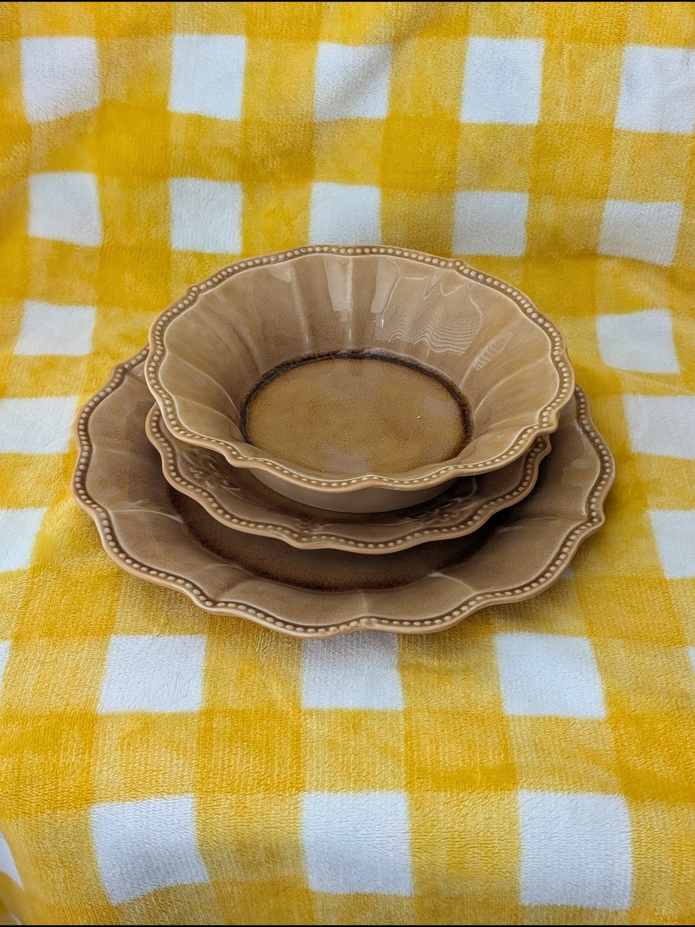 The Pioneer Woman Paige Amber Crackle Glaze - 2 Sets Of 3 Pieces